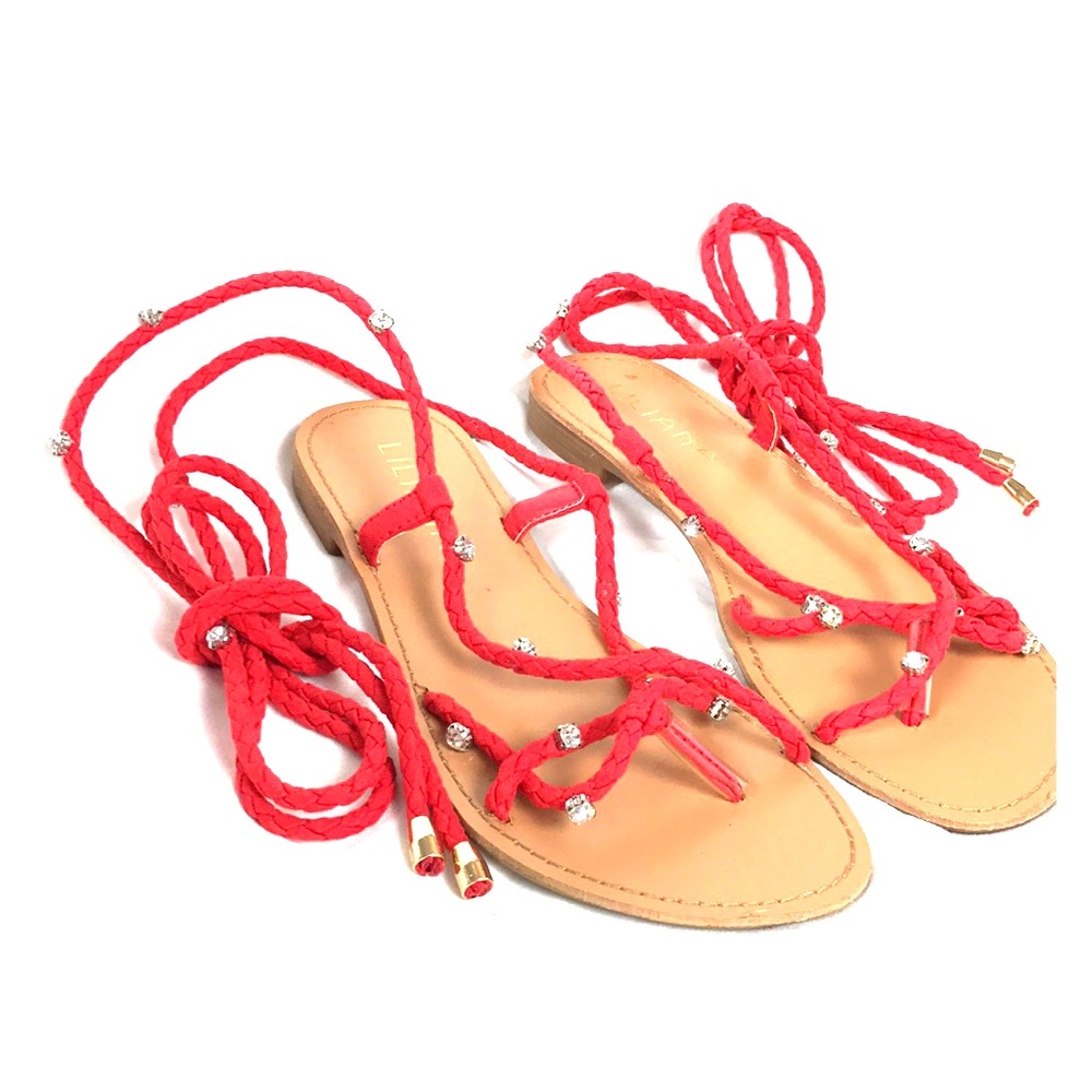 Liliana Red Rhinestone Sandals